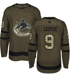 Youth Adidas Vancouver Canucks #9 Brendan Leipsic Premier Green Salute to Service NHL Jersey