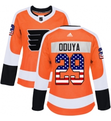 Women's Adidas Philadelphia Flyers #29 Johnny Oduya Authentic Orange USA Flag Fashion NHL Jersey