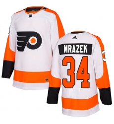 Men's Adidas Philadelphia Flyers #34 Petr Mrazek Authentic White Away NHL Jersey
