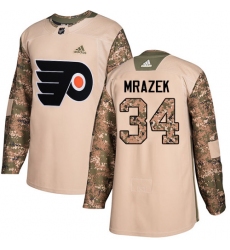 Youth Adidas Philadelphia Flyers #34 Petr Mrazek Authentic Camo Veterans Day Practice NHL Jersey