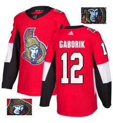 Men's Adidas Ottawa Senators #12 Marian Gaborik Authentic Red Fashion Gold NHL Jersey
