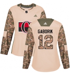 Women's Adidas Ottawa Senators #12 Marian Gaborik Authentic Camo Veterans Day Practice NHL Jersey