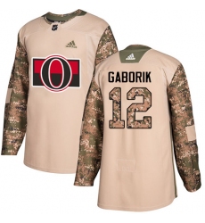 Youth Adidas Ottawa Senators #12 Marian Gaborik Authentic Camo Veterans Day Practice NHL Jersey