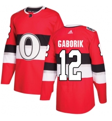 Youth Adidas Ottawa Senators #12 Marian Gaborik Authentic Red 2017 100 Classic NHL Jersey