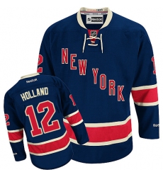 Men's Reebok New York Rangers #12 Peter Holland Authentic Navy Blue Third NHL Jersey