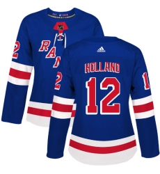 Women's Adidas New York Rangers #12 Peter Holland Authentic Royal Blue Home NHL Jersey
