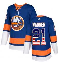 Men's Adidas New York Islanders #21 Chris Wagner Authentic Royal Blue USA Flag Fashion NHL Jersey