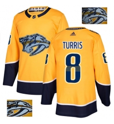 Men's Adidas Nashville Predators #8 Kyle Turris Authentic Gold Fashion Gold NHL Jersey