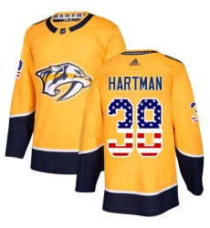 Youth Adidas Nashville Predators #38 Ryan Hartman Authentic Gold USA Flag Fashion NHL Jersey