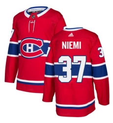 Men's Adidas Montreal Canadiens #37 Antti Niemi Authentic Red Home NHL Jersey