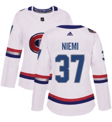 Women's Adidas Montreal Canadiens #37 Antti Niemi Authentic White 2017 100 Classic NHL Jersey