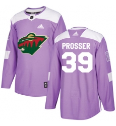 Men's Adidas Minnesota Wild #39 Nate Prosser Authentic Purple Fights Cancer Practice NHL Jersey
