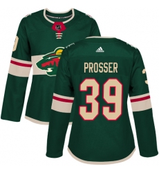 Women's Adidas Minnesota Wild #39 Nate Prosser Premier Green Home NHL Jersey