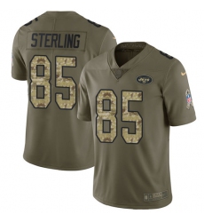 Men's Nike New York Jets #85 Neal Sterling Limited Olive Camo 2017 Salute to Service NFL Jersey