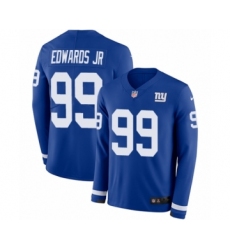 Youth Nike New York Giants #99 Mario Edwards Jr Limited Royal Blue Therma Long Sleeve NFL Jersey