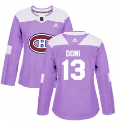 Women's Adidas Montreal Canadiens #13 Max Domi Authentic Purple Fights Cancer Practice NHL Jersey