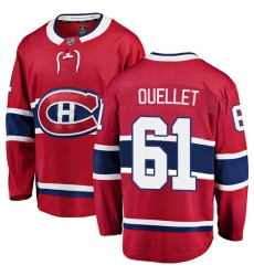 Men's Montreal Canadiens #61 Xavier Ouellet Authentic Red Home Fanatics Branded Breakaway NHL Jersey