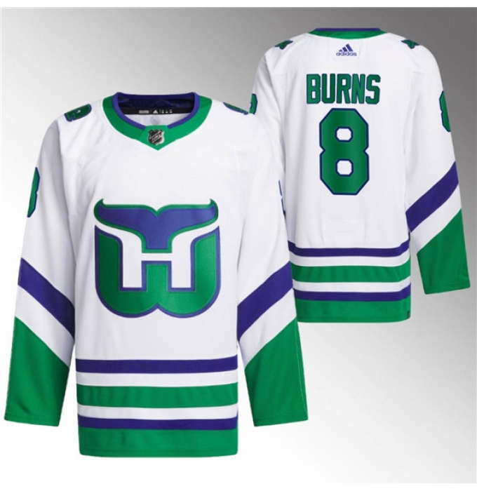 Men's Carolina Hurricanes #8 Brent Burns White 2023-24 Stitched Jersey
