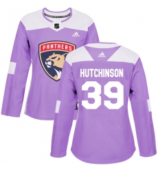 Women's Adidas Florida Panthers #39 Michael Hutchinson Authentic Purple Fights Cancer Practice NHL Jersey