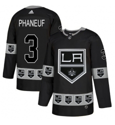 Men's Adidas Los Angeles Kings #3 Dion Phaneuf Authentic Black Team Logo Fashion NHL Jersey
