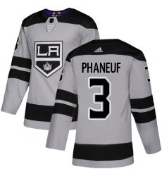 Men's Adidas Los Angeles Kings #3 Dion Phaneuf Premier Gray Alternate NHL Jersey