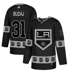 Men's Adidas Los Angeles Kings #31 Peter Budaj Authentic Black Team Logo Fashion NHL Jersey