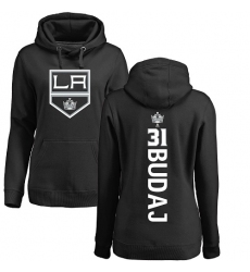 NHL Women's Adidas Los Angeles Kings #31 Peter Budaj Black Backer Pullover Hoodie