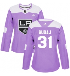 Women's Adidas Los Angeles Kings #31 Peter Budaj Authentic Purple Fights Cancer Practice NHL Jersey