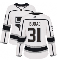 Women's Adidas Los Angeles Kings #31 Peter Budaj Authentic White Away NHL Jersey