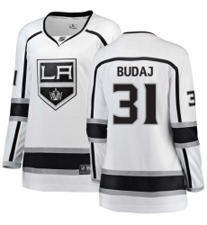 Women's Los Angeles Kings #31 Peter Budaj Authentic White Away Fanatics Branded Breakaway NHL Jersey