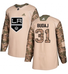 Youth Adidas Los Angeles Kings #31 Peter Budaj Authentic Camo Veterans Day Practice NHL Jersey