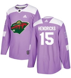 Youth Adidas Minnesota Wild #15 Matt Hendricks Authentic Purple Fights Cancer Practice NHL Jersey