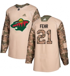 Men's Adidas Minnesota Wild #21 Eric Fehr Authentic Green Home NHL Jersey
