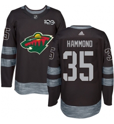 Men's Adidas Minnesota Wild #35 Andrew Hammond Authentic Black 1917-2017 100th Anniversary NHL Jersey