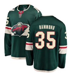 Men's Minnesota Wild #35 Andrew Hammond Authentic Green Home Fanatics Branded Breakaway NHL Jersey