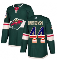 Men's Adidas Minnesota Wild #44 Matt Bartkowski Authentic Green USA Flag Fashion NHL Jersey