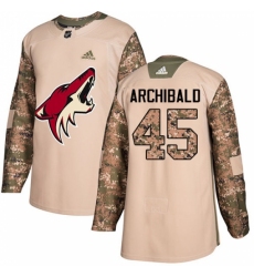 Men's Adidas Arizona Coyotes #45 Josh Archibald Authentic Camo Veterans Day Practice NHL Jersey