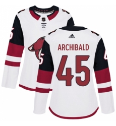 Women's Adidas Arizona Coyotes #45 Josh Archibald Authentic White Away NHL Jersey