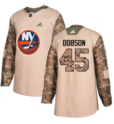 Men's Adidas New York Islanders #45 Noah Dobson Authentic Camo Veterans Day Practice NHL Jersey