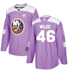 Men's Adidas New York Islanders #46 Bode Wilde Authentic Purple Fights Cancer Practice NHL Jersey