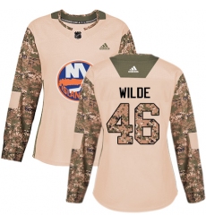 Women's Adidas New York Islanders #46 Bode Wilde Authentic Camo Veterans Day Practice NHL Jersey