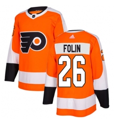 Men's Adidas Philadelphia Flyers #26 Christian Folin Premier Orange Home NHL Jersey