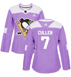 Women's Adidas Pittsburgh Penguins #7 Matt Cullen Authentic Purple Fights Cancer Practice NHL Jersey