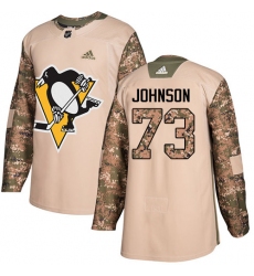 Men's Adidas Pittsburgh Penguins #73 Jack Johnson Authentic Camo Veterans Day Practice NHL Jersey