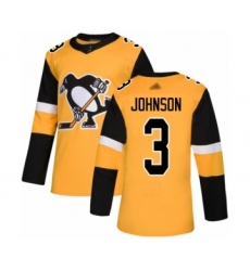 Men's Pittsburgh Penguins #3 Jack Johnson Authentic Gold Alternate Hockey Jersey