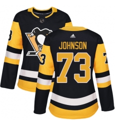 Women's Adidas Pittsburgh Penguins #73 Jack Johnson Authentic Black Home NHL Jersey