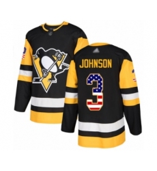 Youth Pittsburgh Penguins #3 Jack Johnson Authentic Black USA Flag Fashion Hockey Jersey