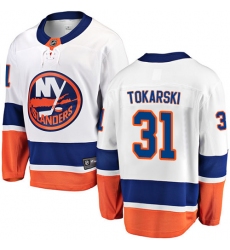 Youth New York Islanders #31 Dustin Tokarski Fanatics Branded White Away Breakaway NHL Jersey