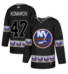 Men's Adidas New York Islanders #47 Leo Komarov Authentic Black Team Logo Fashion NHL Jersey
