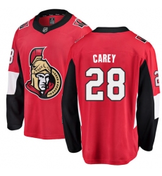 Men's Ottawa Senators #28 Paul Carey Fanatics Branded Red Home Breakaway NHL Jersey